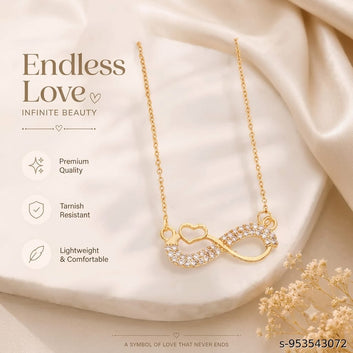Infinity style gold plated necklace with diamond stone
