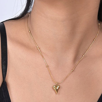Gold plated heart necklace in ball chain anit tarnish
