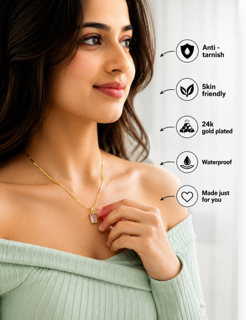 Pink stone gold plated Necklace
