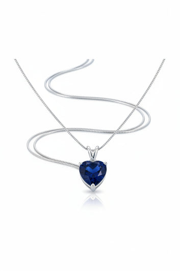 Blue stone heart necklace in silver chain