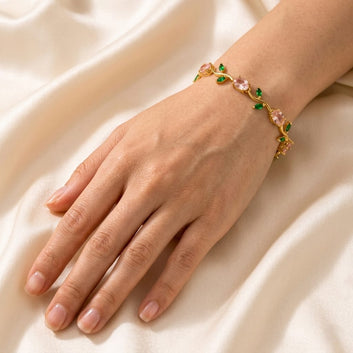 Crystal Vine Bracelet - Gold-Pink- Green