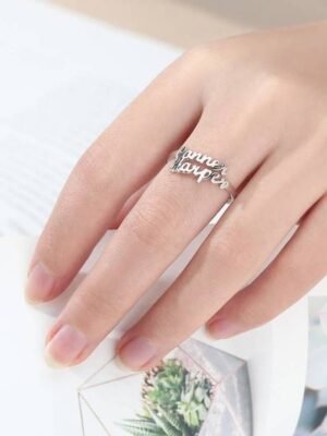 Sterling Silver Script Letters Name Ring with Heart XNR59SS